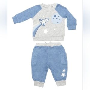 Robeez Luxe Lounge 2 Piece Set Blue Space NWT Size: 3-6m